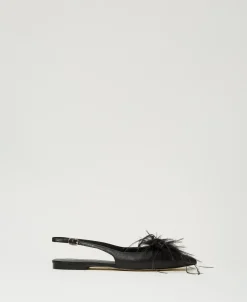 Ballerines Slingbacks En Cuir Avec Plumes