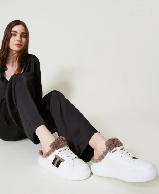 Baskets Slides Avec Fausse Fourrure