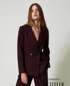 Blazer à Carreaux Avec Lurex