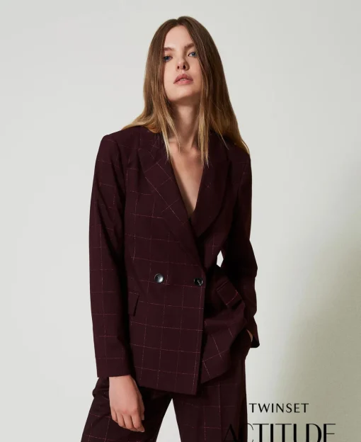 Blazer à Carreaux Avec Lurex