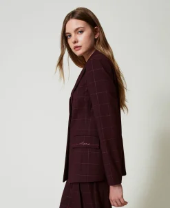 Blazer à Carreaux Avec Lurex