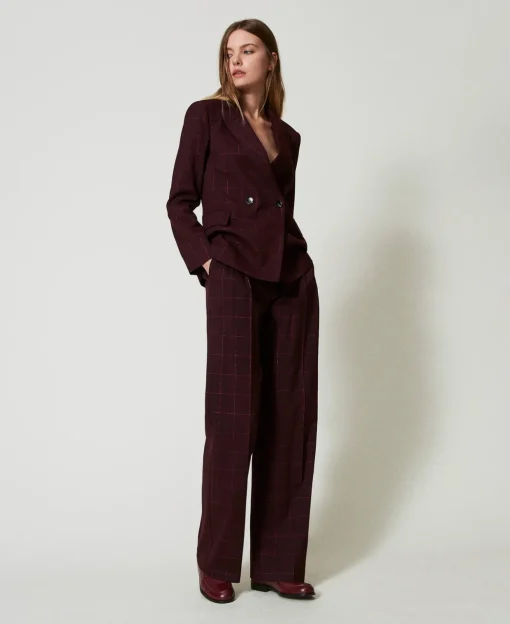 Blazer à Carreaux Avec Lurex