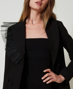 Blazer Avec Volant En Tulle