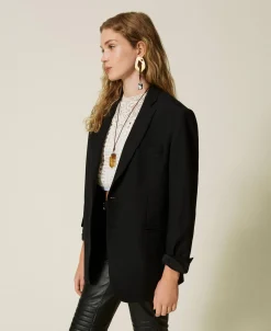 Blazer Couture En Sergé De Laine Mélangée