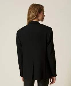 Blazer Couture En Sergé De Laine Mélangée