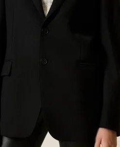 Blazer Couture En Sergé De Laine Mélangée