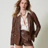 Blazer Effet Cuir Lézard