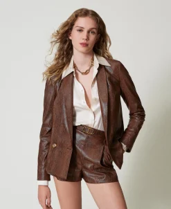 Blazer Effet Cuir Lézard