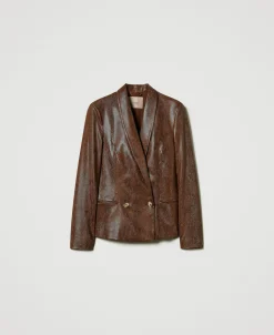 Blazer Effet Cuir Lézard