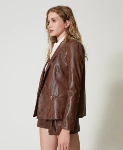 Blazer Effet Cuir Lézard