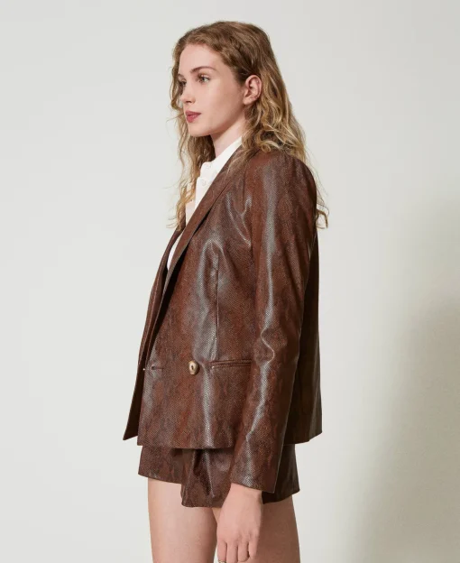 Blazer Effet Cuir Lézard