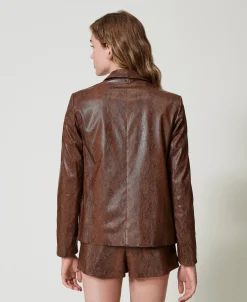 Blazer Effet Cuir Lézard