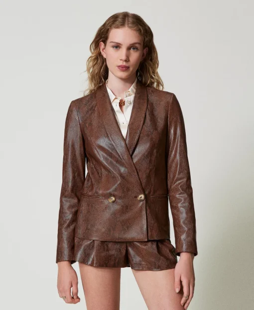 Blazer Effet Cuir Lézard