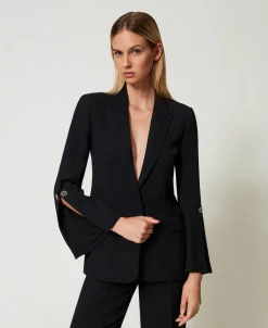Blazer En Crêpe Cady Avec Boutons De Manchette