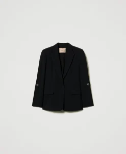 Blazer En Crêpe Cady Avec Boutons De Manchette