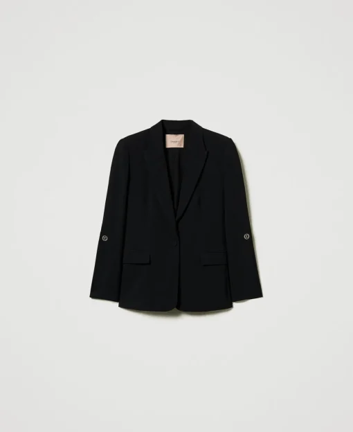 Blazer En Crêpe Cady Avec Boutons De Manchette