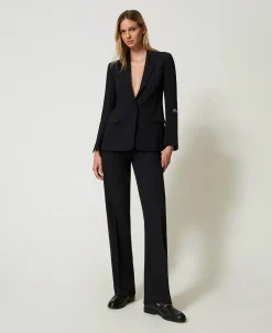 Blazer En Crêpe Cady Avec Boutons De Manchette