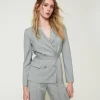 Blazer En Laine Mélangée Avec Ceinture