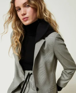 Blazer En Pied-de-poule Avec Capuche