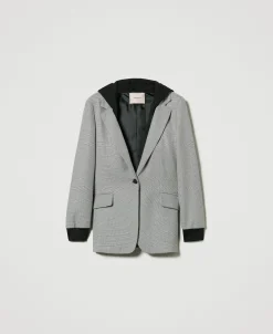 Blazer En Pied-de-poule Avec Capuche