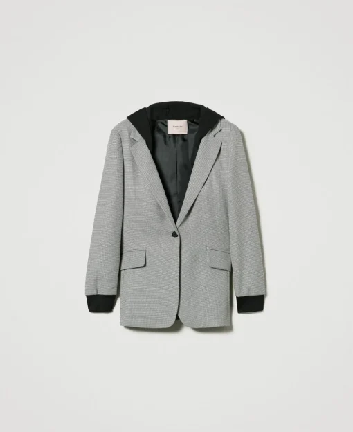 Blazer En Pied-de-poule Avec Capuche
