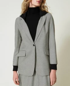 Blazer En Pied-de-poule Avec Capuche