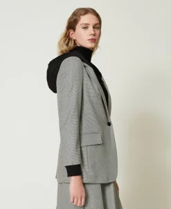 Blazer En Pied-de-poule Avec Capuche