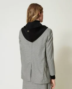 Blazer En Pied-de-poule Avec Capuche