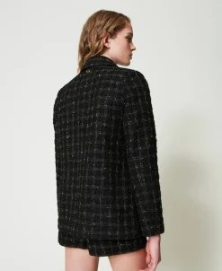 Blazer En Tissu Bouclé Avec Motif à Carreaux