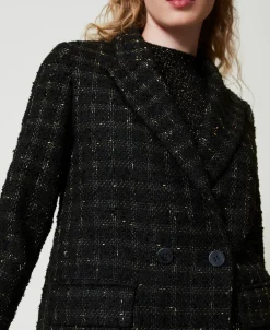 Blazer En Tissu Bouclé Avec Motif à Carreaux