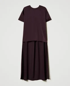 Blouse Asymétrique En Satin Et Crêpe Georgette