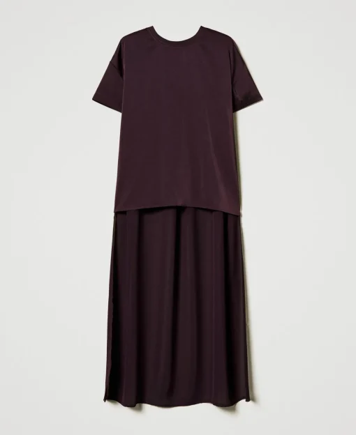 Blouse Asymétrique En Satin Et Crêpe Georgette