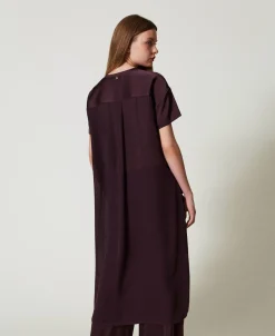Blouse Asymétrique En Satin Et Crêpe Georgette