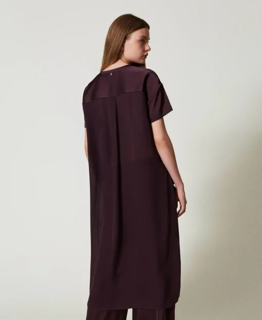 Blouse Asymétrique En Satin Et Crêpe Georgette