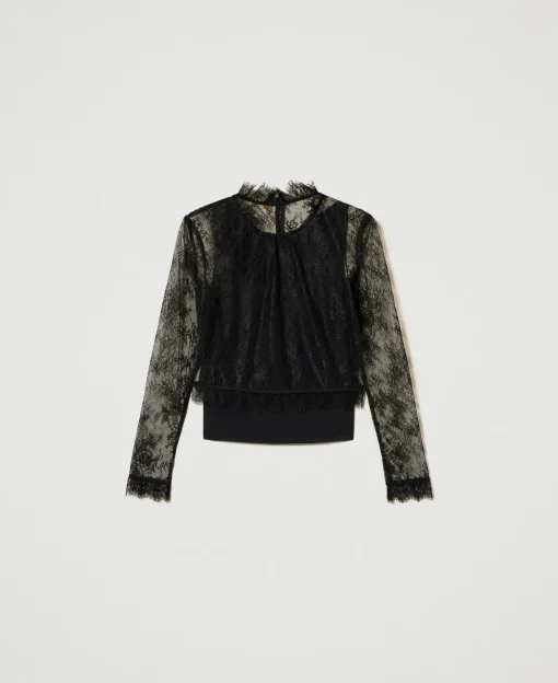 Blouse Cropped En Dentelle Avec Top