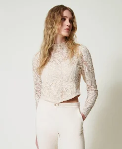 Blouse Cropped En Dentelle Macramé