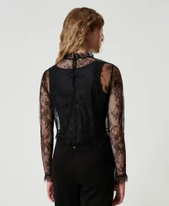 Blouse Cropped En Dentelle Avec Top