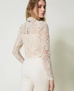 Blouse Cropped En Dentelle Macramé