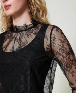 Blouse Cropped En Dentelle Avec Top