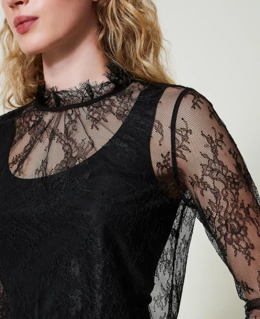 Blouse Cropped En Dentelle Avec Top