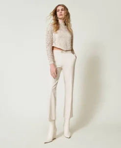 Blouse Cropped En Dentelle Macramé