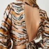 Blouse Cropped En Satin Animalier