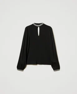 Blouse En Crêpe Avec Broderies
