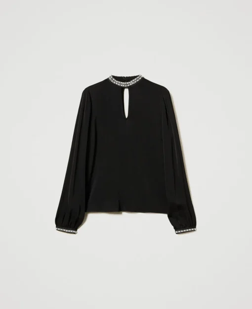 Blouse En Crêpe Avec Broderies