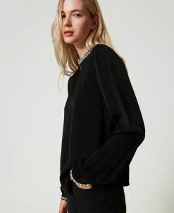 Blouse En Crêpe Avec Broderies