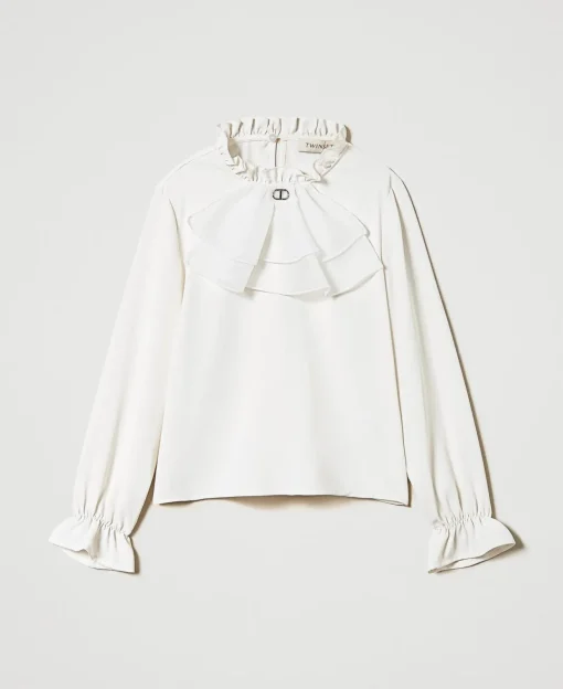 Blouse En Crêpe De Chine Avec Jabot