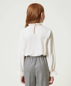 Blouse En Crêpe De Chine Avec Jabot