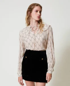 Blouse En Crépon Avec Imprimé Nœuds