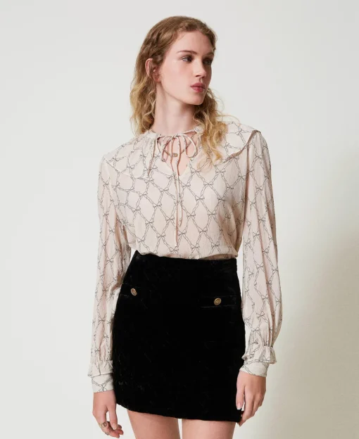 Blouse En Crépon Avec Imprimé Nœuds