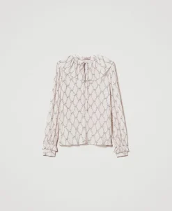 Blouse En Crépon Avec Imprimé Nœuds